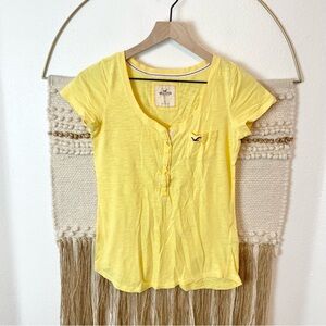 Hollister Y2K Vintage Yellow Henley V Neck Coquette S